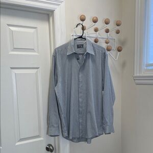 Versace - Oversized Y2K Vertical Striped Button Down Long Sleeve Shirt Grey XL